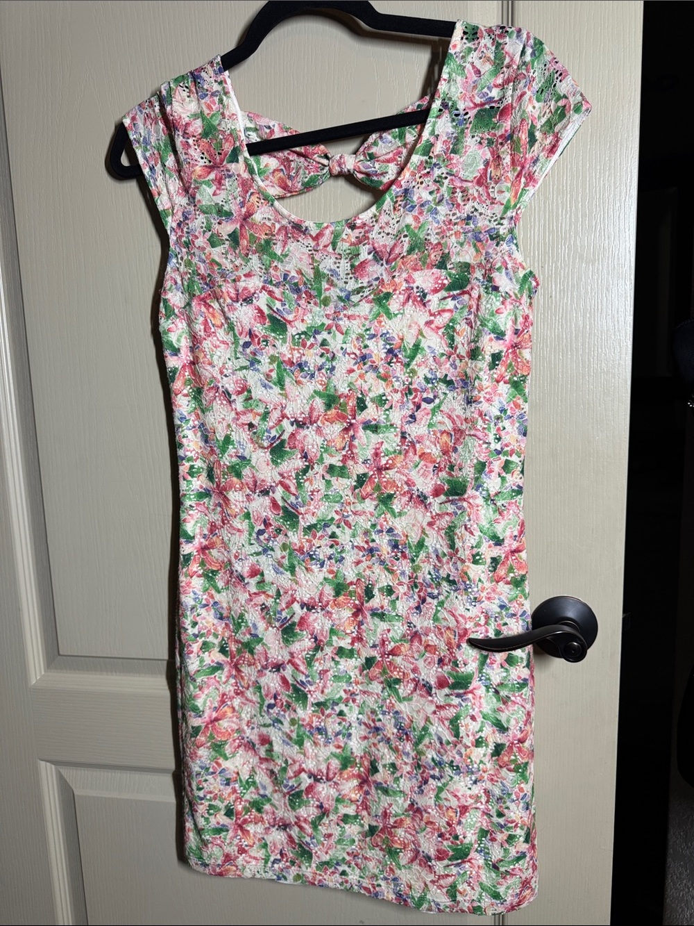 Floral Tie-Back Cap Sleeve Dress - Pink & Green